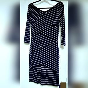 Vince Cumoto beautiful blue and white twist on nautical dress.